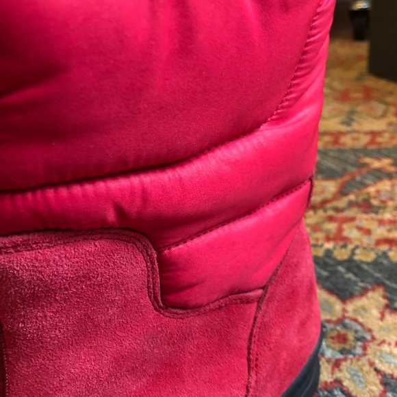 Lands End Red Suede Winter Snow Boots Fleece Lined Ladies Boots SZ 8 - Picture 11 of 12